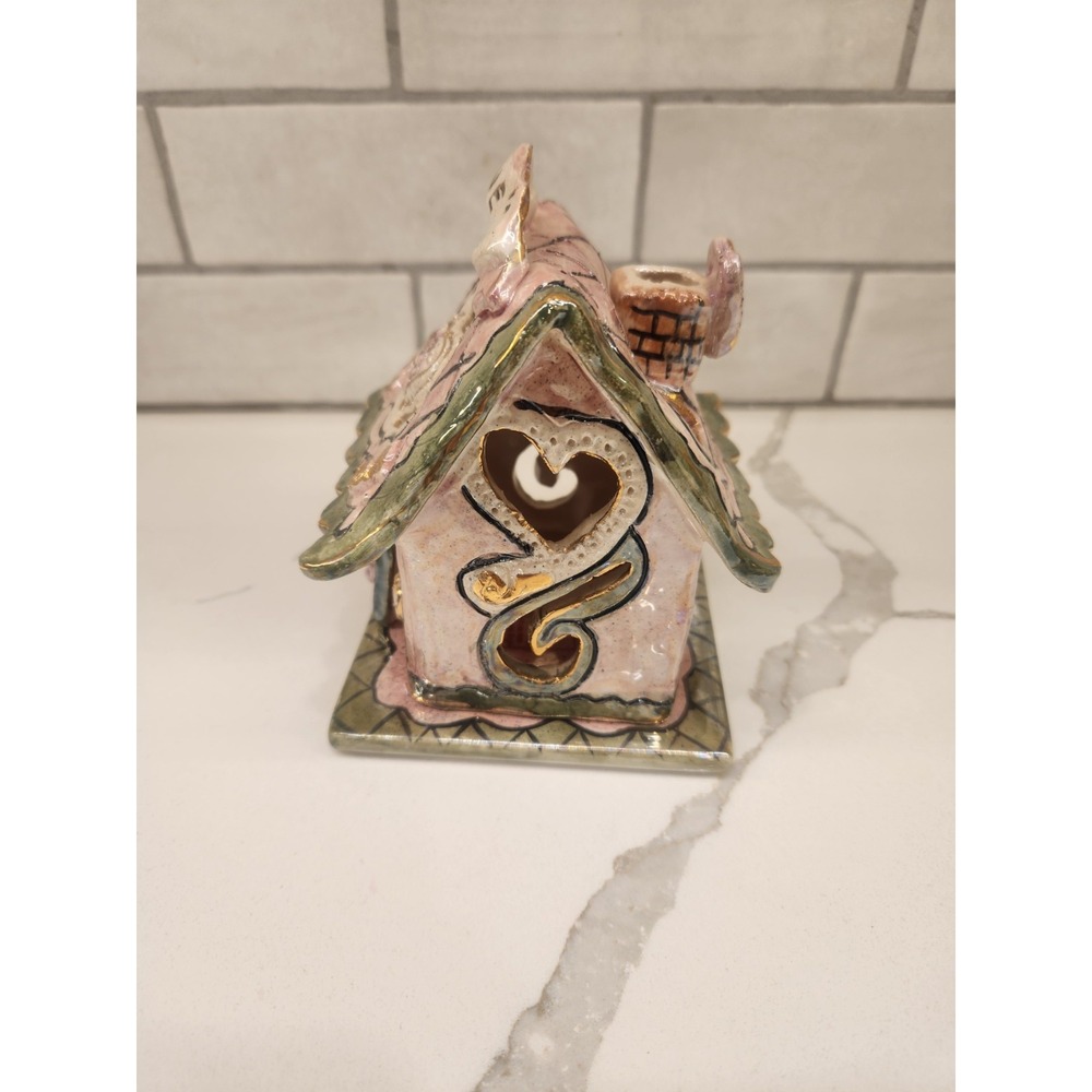 Blue Sky Clayworks "LOVE" Pink Heart Cottage Tea Light House Heather Goldminc - Picture 4 of 10